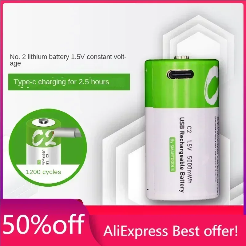 Rechargeable Batteries 2 Size Type-c Direct ChargingC Lithium Battery 1.5v 5000mWh High Capacity Audiovisual Equipment Wholesale
Rechargeable Batteries 2 Size Type-c Direct ChargingC Lithium Battery 1.5v 5000mWh High Capacity Audiovisual Equipment Wholesale