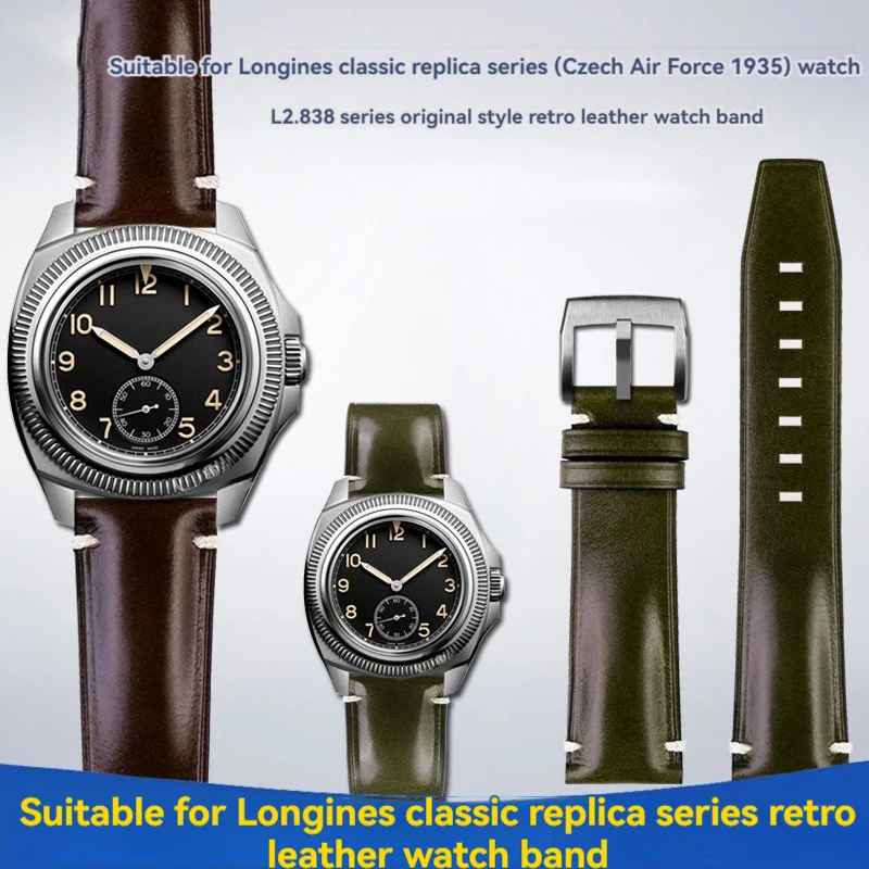 

High Quality Watchband Brown Vintage Leather Strap 22mm Men Watch Accessories For Longines classic replica series L2.838