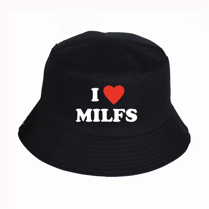 

Summer Cute Fisherman Cap I Love MILF Fishing Print Bucket Hat People Girl Ladies Outdoor Panama Fishing Cap Boy Sun Visor Hat