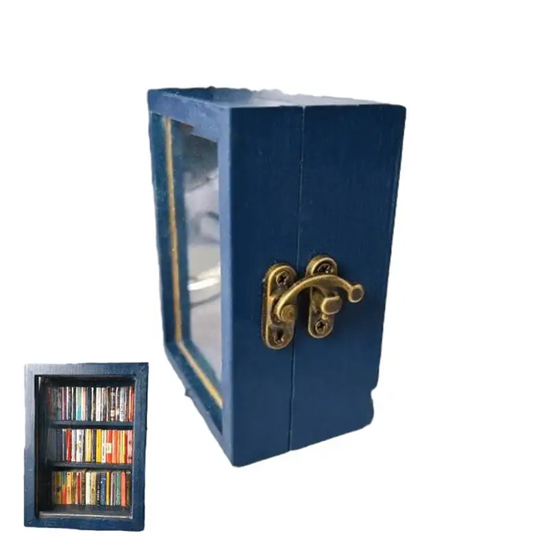 

Miniature Bookshelf Pocket Anxiety Bookshelf Wooden Tiny Book Library Stress Reliever Bookshelf Tabletop Bookshelf Display Case