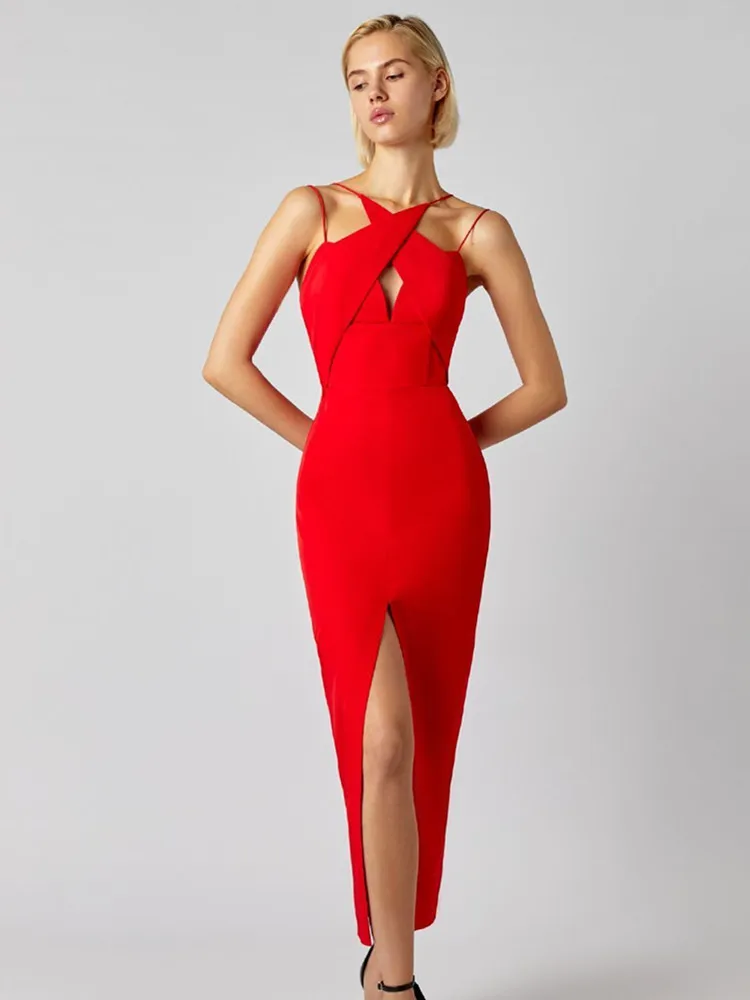 Women Luxury Sexy Backless Sleeveless Key Hole Split Black Red Midi Bandage Dress Celebrity Elegant Evening Party Club Dress
Women Luxury Sexy Backless Sleeveless Key Hole Split Black Red Midi Bandage Dress Celebrity Elegant Evening Party Club Dress