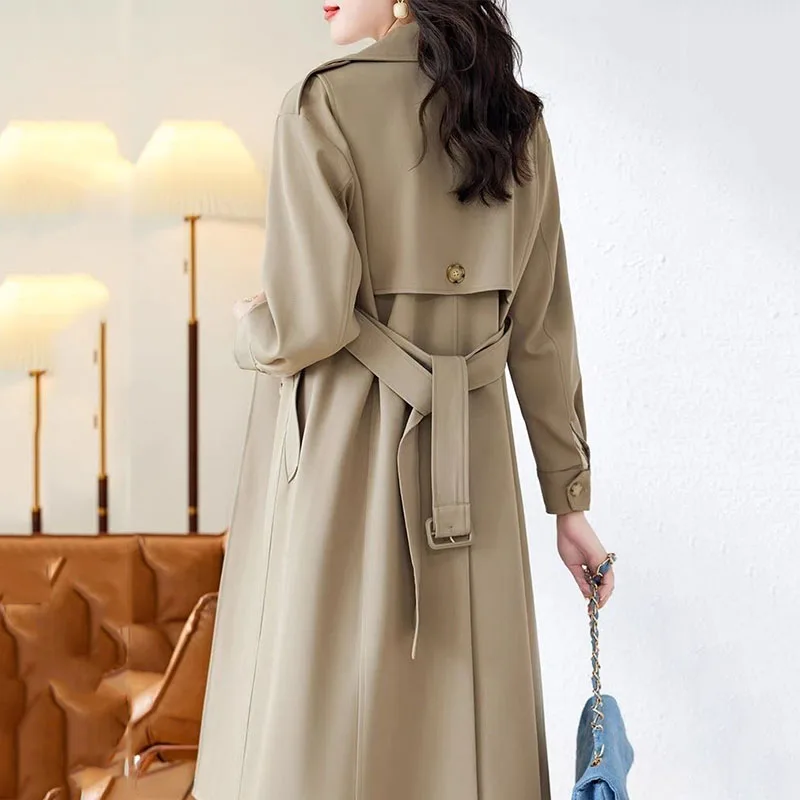 

Spring Autumn New Women's Casual Trench Coat Long Senior Sense Parker Overcoat Fashion Female Windbreaker Jacket Lining Belt