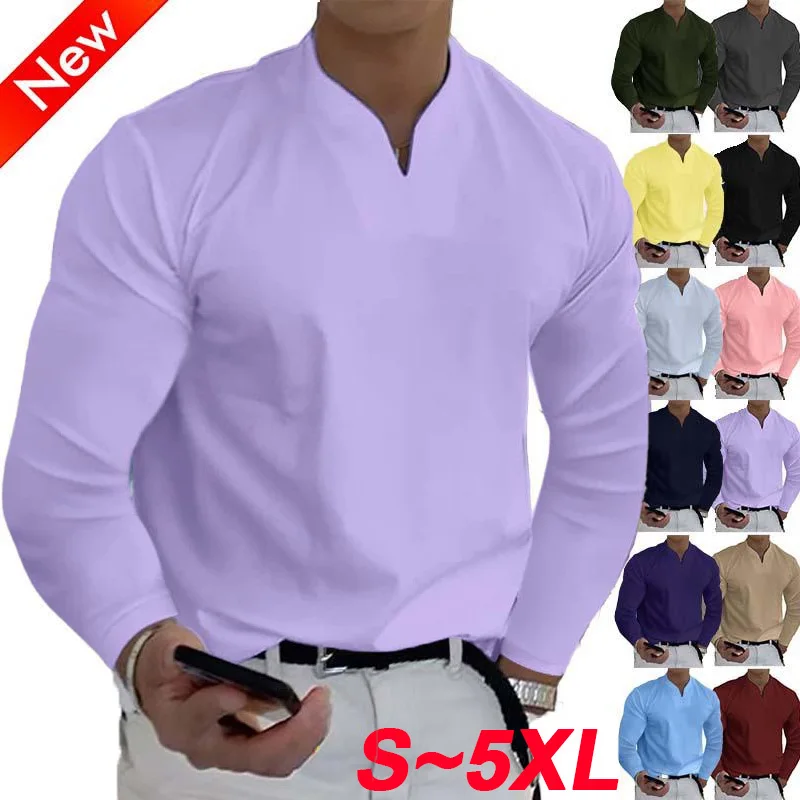 Men's Fashion T-shirt Long Sleeve Solid Polo Shirt Underlay Casual Daily V-neck Breathable Pullover Soft V-neck Shirt
Men's Fashion T-shirt Long Sleeve Solid Polo Shirt Underlay Casual Daily V-neck Breathable Pullover Soft V-neck Shirt
