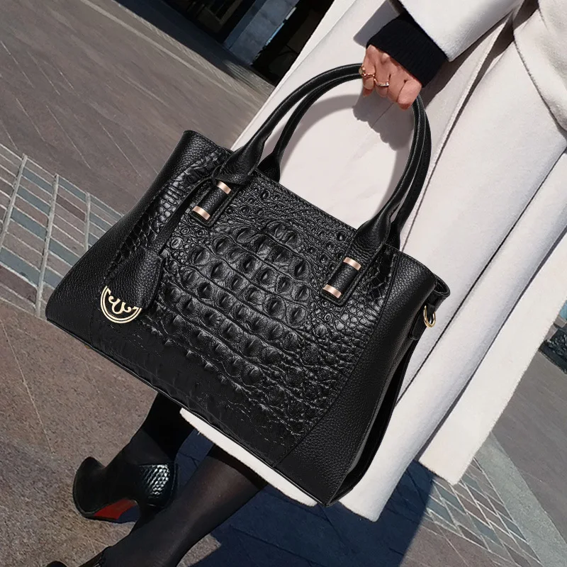 

Alligator Women Genuine Leather Handbag Luxury Crocodile Pattern Cowhide Tote Bag Fashion Ladies Shoulder or Crossbody Bags