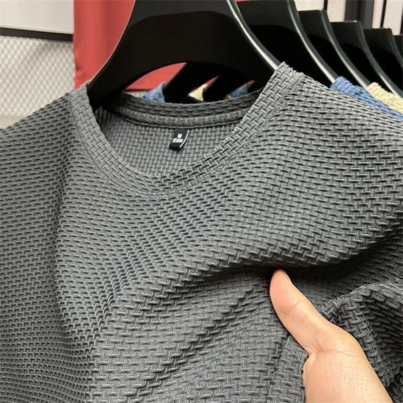 Summer Mesh Ice Silk T-shirt Men's Short Sleeve Round Neck 2023 New Half Sleeve Men Thin Solid Color Tees Top
Summer Mesh Ice Silk T-shirt Men's Short Sleeve Round Neck 2023 New Half Sleeve Men Thin Solid Color Tees Top