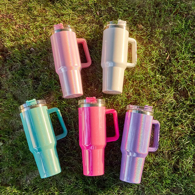 

40oz/1200ml Thermal Cup With Lid Straw Handle Stainless Steel Vacuum Insulated Cold Hot Travel Thermos Water Bottle Car Cup