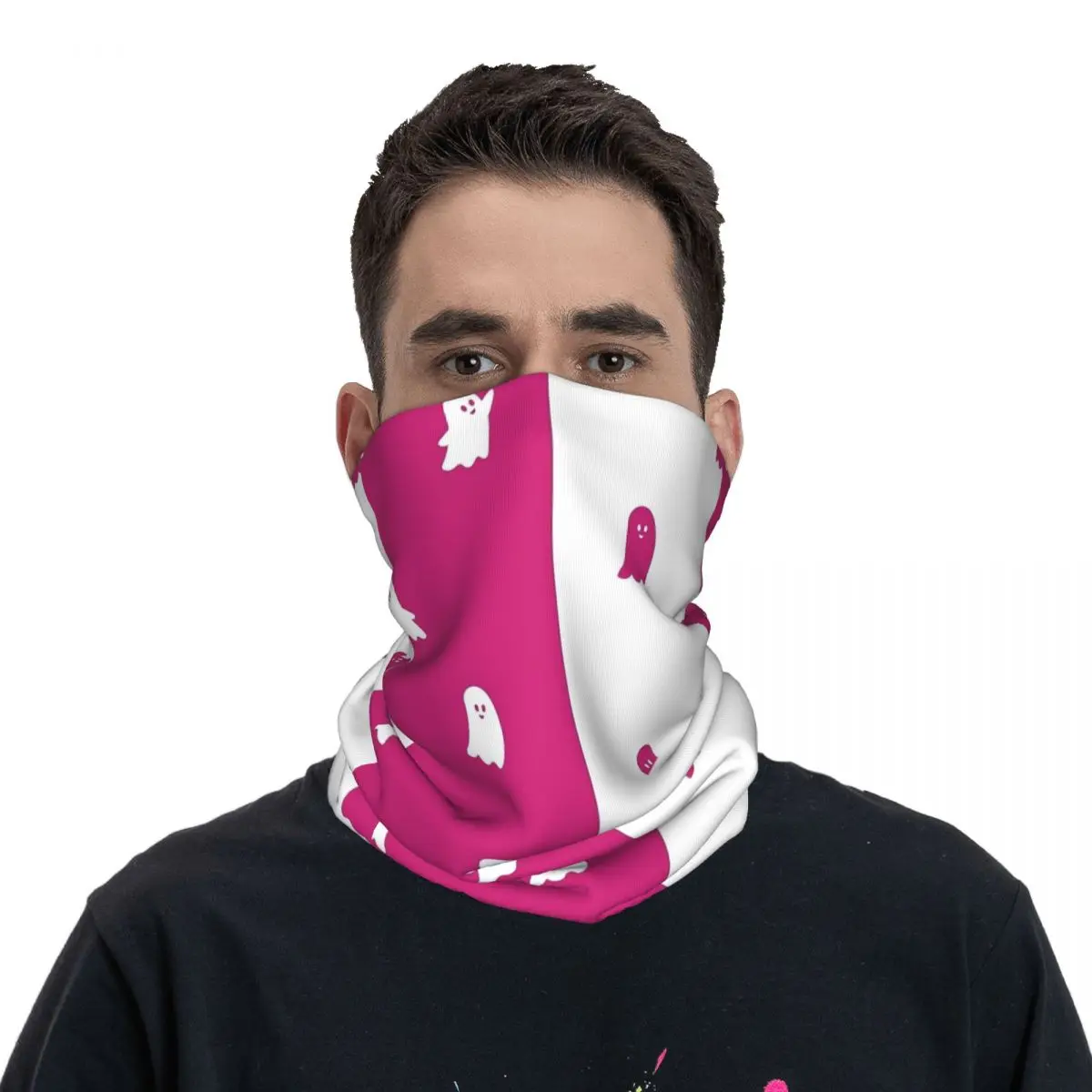 

Pink Ghost Kawaii Bandana Neck Cover Printed Spooky Halloween Balaclavas Face Mask Scarf Headband Outdoor Sports Outdoor Gaiter