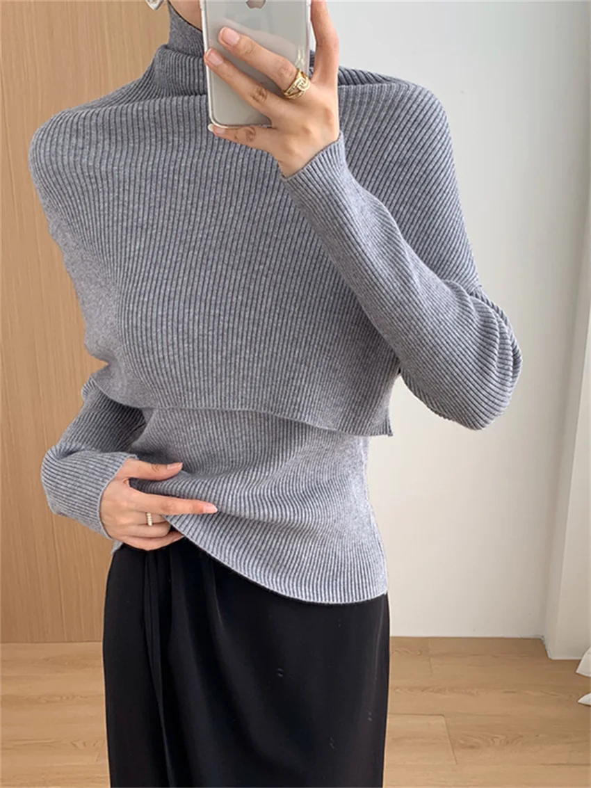 

Alien Kitty Korea Elegant Women Sweaters Chic Slim Turtleneck 2024 Knitted Winter All Match Full Sleeve Pullovers Office Lady