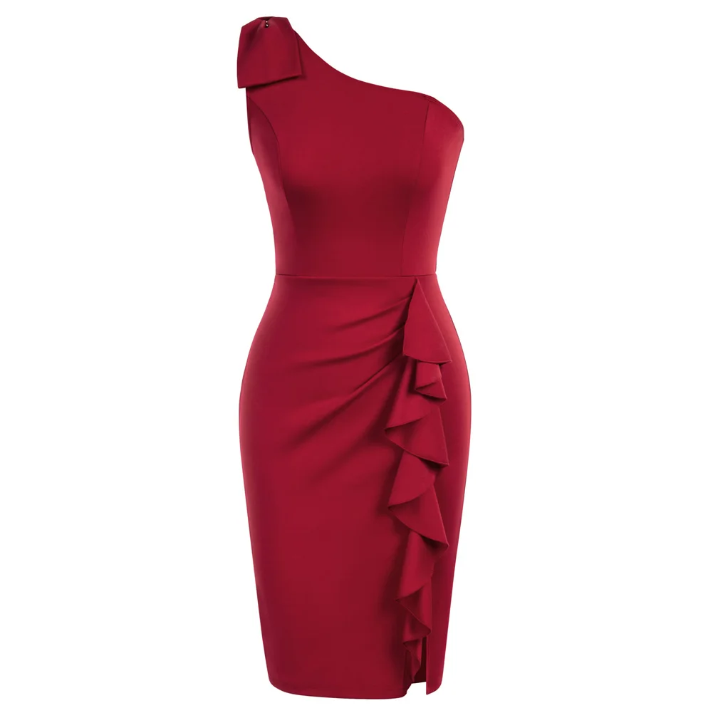 BP Women Shoulder Dress Ruffle Front Slit Bodycon Dress Right Shoulder With Bow-knot Party Dress Left Front Slit Unlined Dr
BP Women Shoulder Dress Ruffle Front Slit Bodycon Dress Right Shoulder With Bow-knot Party Dress Left Front Slit Unlined Dr