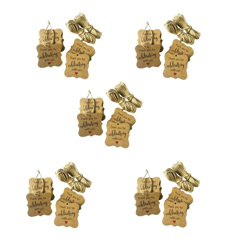 500 шт., спасибо за то, что отметили нас бирками из крафт-бумаги с натуральным джутовым шпагом для детского праздника