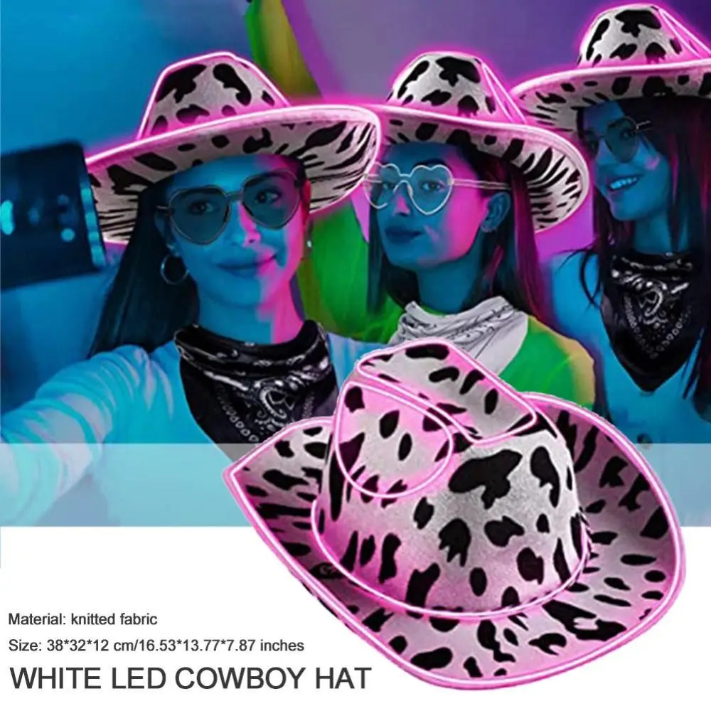 

Wide Brim Space Cowgirl Hat Fashion Holographic Pink Western Cowboy Hat Cosplay Prop LED Luminous Cowboy Hat Party