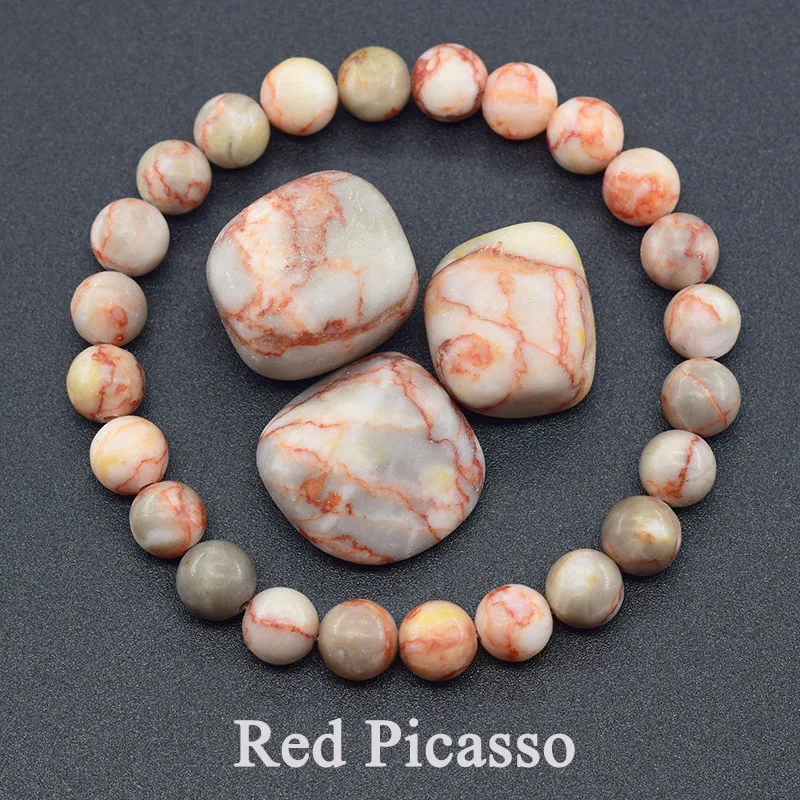 Natural Stone Bead Bracelets Red Picasso