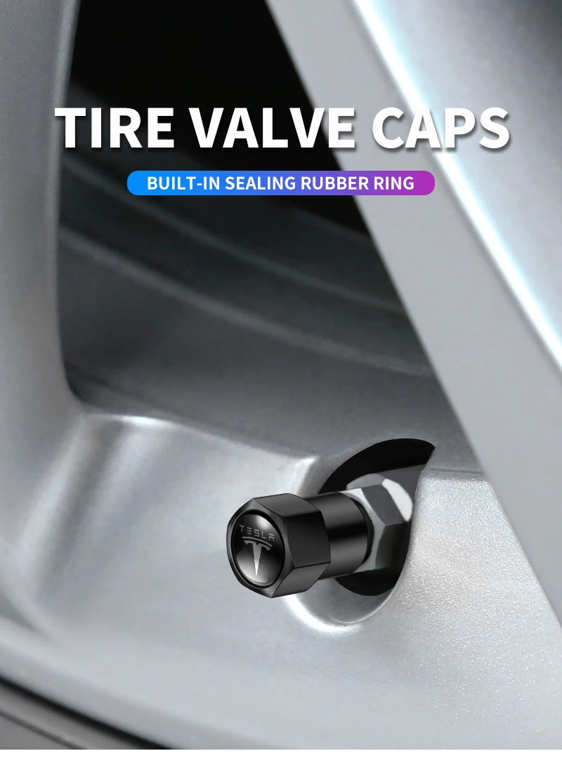 Generic 4pcs Car Wheel Air Valve Stem Cover Caps For Tesla Model 3 2021