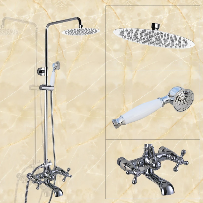 Rainfall/Handheld Shower Faucet Set Silver Chrome Brass Wall Mounted Bathroom Bath Tub Hot And Cold Water Taps Kit Dcy322
Rainfall/Handheld Shower Faucet Set Silver Chrome Brass Wall Mounted Bathroom Bath Tub Hot And Cold Water Taps Kit Dcy322