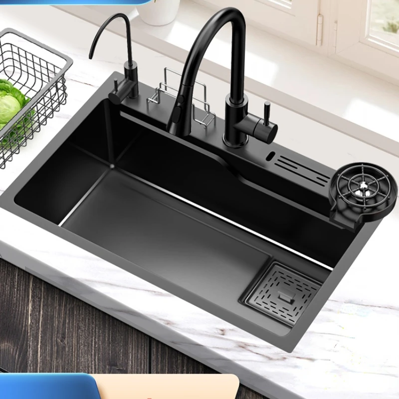 Japanese Style 304 Stainless Steel Nano Black Sink Large Single Slot Household Dishwashing Kitchen With Knife Holder
Japanese Style 304 Stainless Steel Nano Black Sink Large Single Slot Household Dishwashing Kitchen With Knife Holder