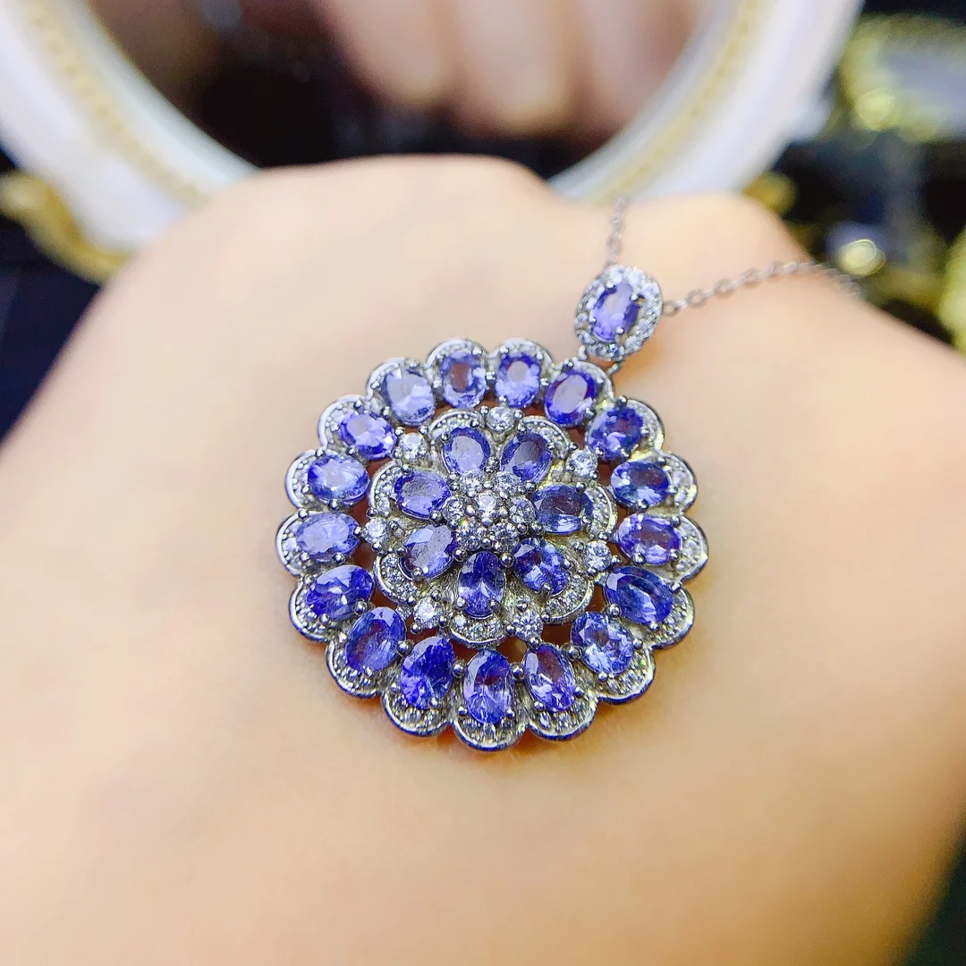 

Pendant 925 Sterling Silver Natural Tanzanite Women's fire Color Super Good Free Shipping Jewelry Certified Jewelry Gem Boutique