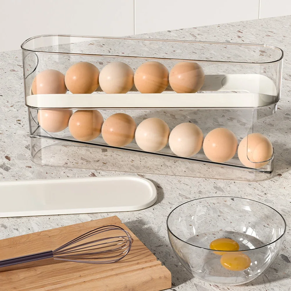 Automatic /Scrolling Egg Holder Rack Storage Box Egg Basket Container Organizer Rolldown Refrigerator Egg Dispenser For Kitchen
Automatic /Scrolling Egg Holder Rack Storage Box Egg Basket Container Organizer Rolldown Refrigerator Egg Dispenser For Kitchen