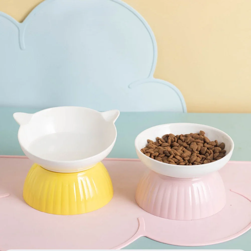 

Ceramic Elevated Cat Bowls Tilted Raised Ceramic Cat Food Bowl Anti Vomiting Stress Free Feeding Water Dish Feeder Dishwasher