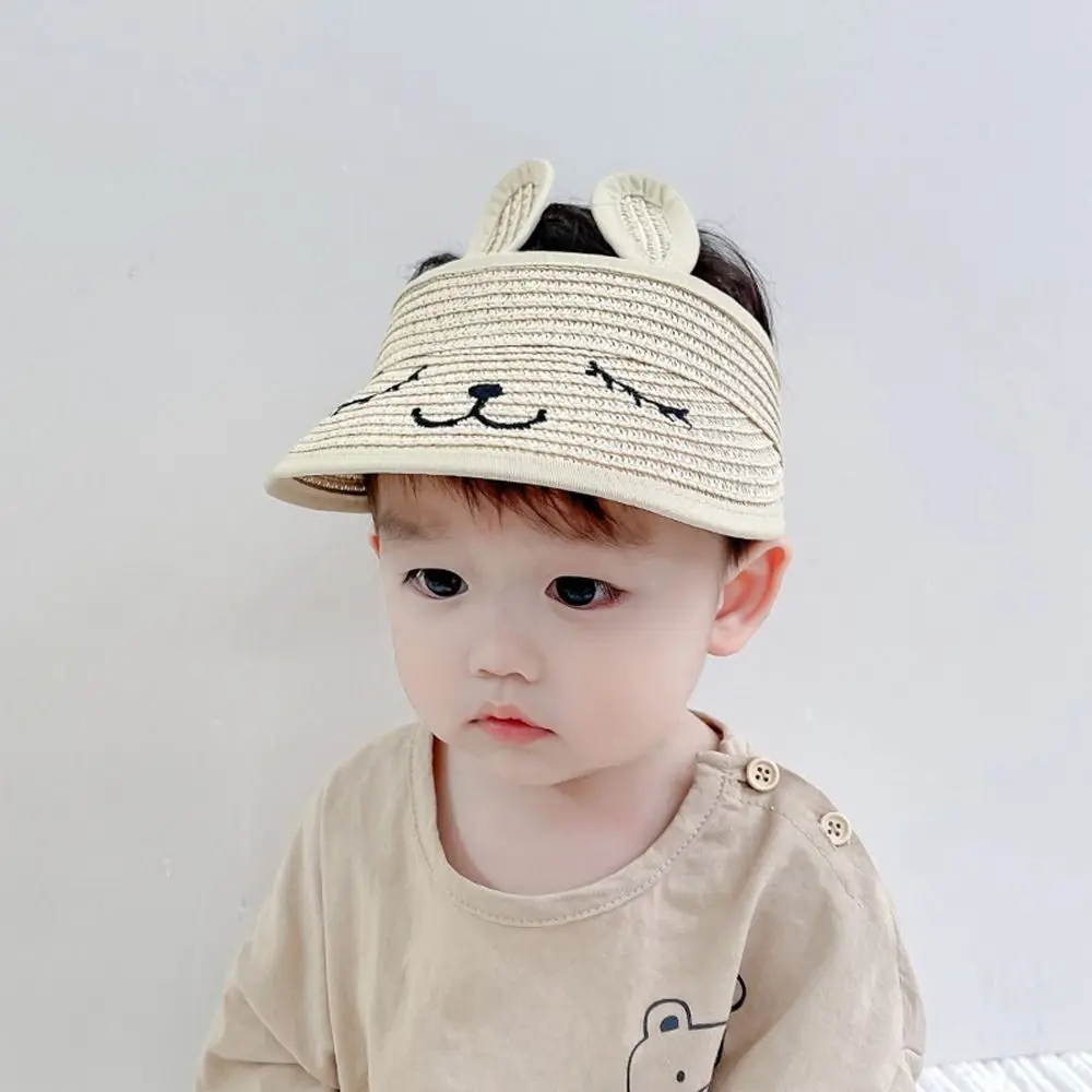 

Шляпа с широкими полями, Солнцезащитная шляпа, Детская уличная шляпа с кроличьими ушками, летняя и осенняя шляпа в Корейском стиле, Детская шляпа с козырьком от солнца, пустая верхняя шляпа