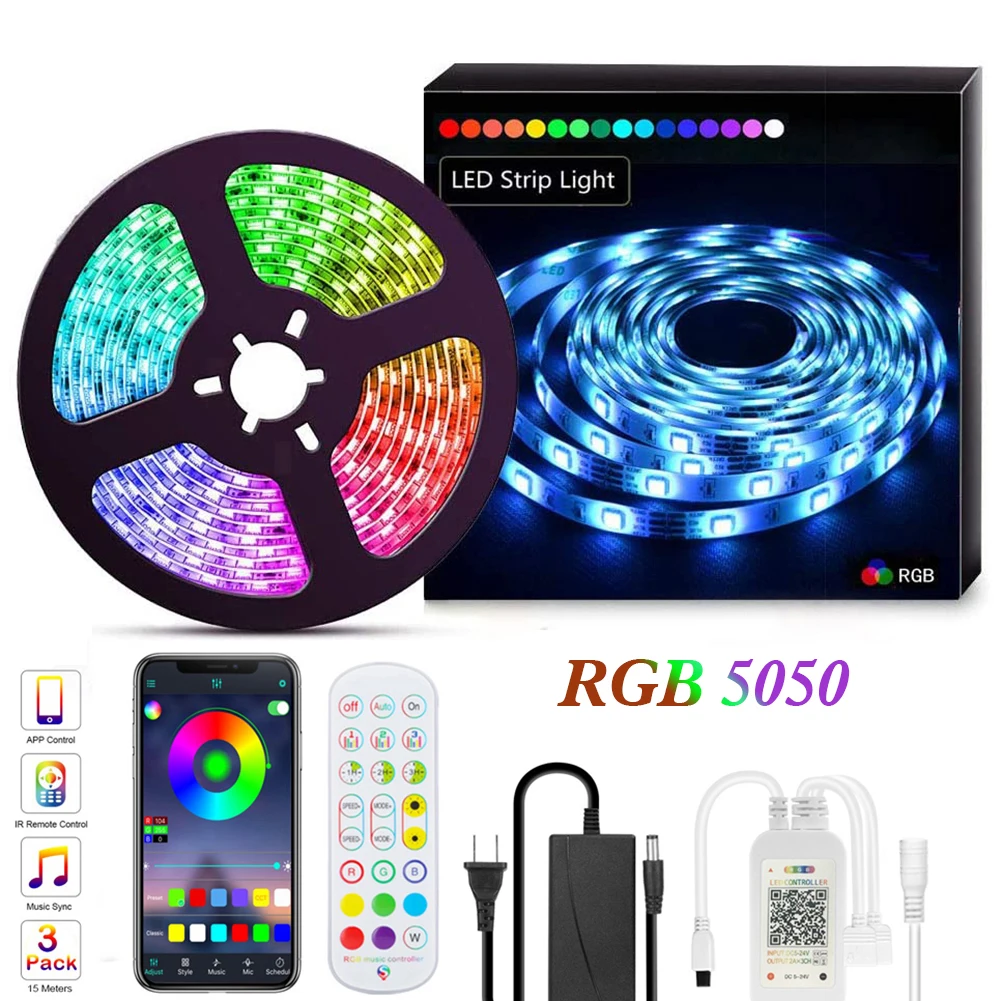 10M 300LED Bluetooth Strip Lights APP/Remote Control Music Sync Color Changing RGB LED Lights For Bedroom Living Room
10M 300LED Bluetooth Strip Lights APP/Remote Control Music Sync Color Changing RGB LED Lights For Bedroom Living Room