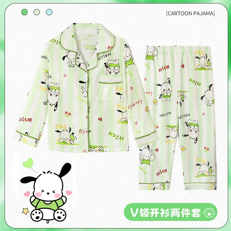 

2024 Spring Miniso Kawaii Anime Cinnamoroll Children Pajama Sets Boy Girl Sleepwear Cute Kuromi My Melody Kids Pijamas Homewear