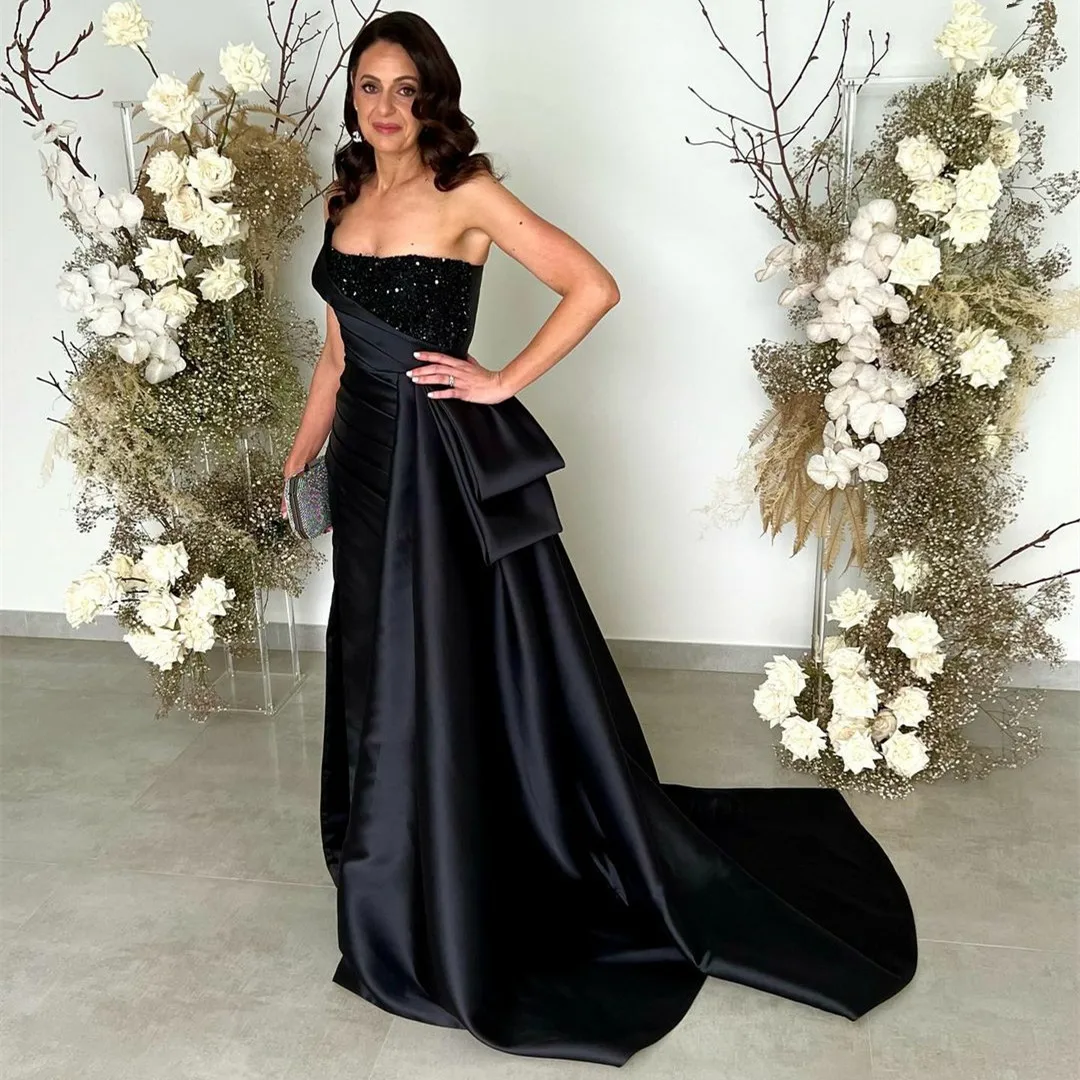 Vintage Long Black One Shoulder Sequined Evening Dresses فساتين السهرة Sheath Satin Pleated Prom Dress Robe de soirée for Women
Vintage Long Black One Shoulder Sequined Evening Dresses فساتين السهرة Sheath Satin Pleated Prom Dress Robe de soirée for Women