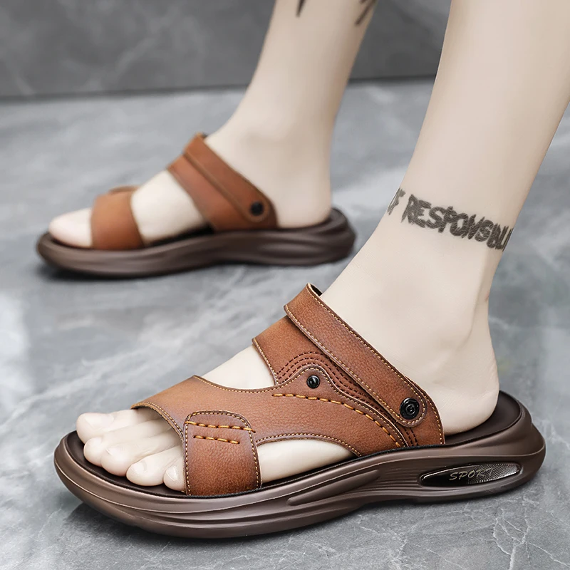 Casual Men's Soft Sandals Comfortable Cushioning Genuine Leather Men's Slippers Roman Summer Outdoor Beach Sandals
Casual Men's Soft Sandals Comfortable Cushioning Genuine Leather Men's Slippers Roman Summer Outdoor Beach Sandals