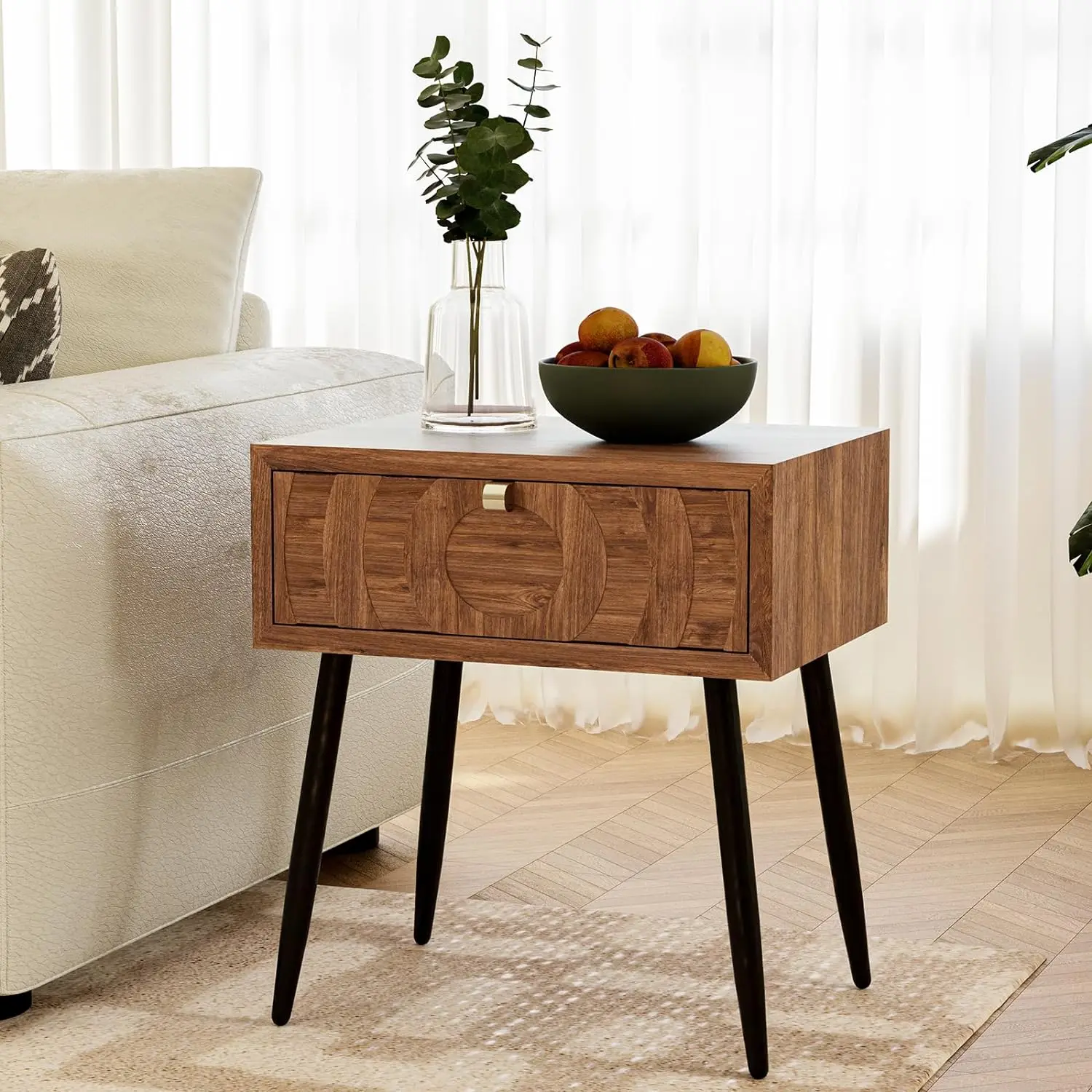 Table w Pattern, Nightstand w Storage Drawer, Small Night Stand w Wood Grain Finish, Modern Vintage Accent Table Side
Table w Pattern, Nightstand w Storage Drawer, Small Night Stand w Wood Grain Finish, Modern Vintage Accent Table Side