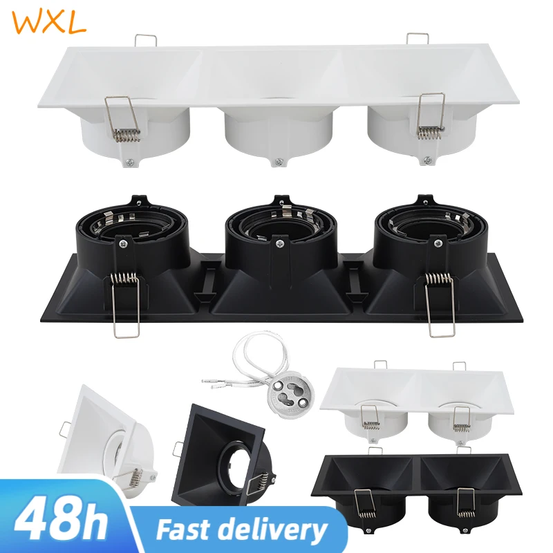 Three head grille bracket Gu10 MR16 led spotlight hole 280x85mm recessed adjustable downlight frame White Black
Three head grille bracket Gu10 MR16 led spotlight hole 280x85mm recessed adjustable downlight frame White Black