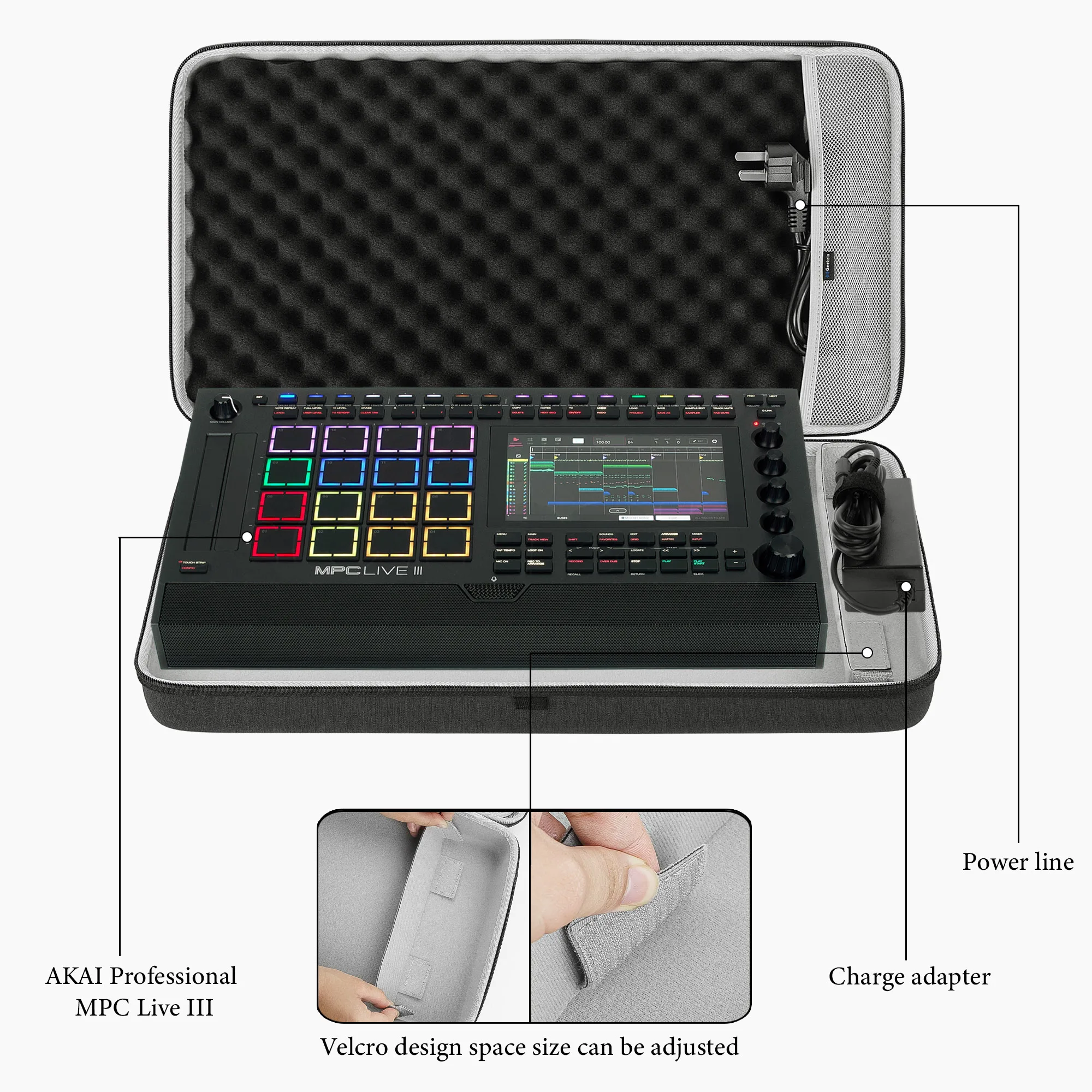 Audio Interface Carrying Case, Compatible with Akai Professional MPC Live III, EVA Hard Shell Portable Travel Bag Audio Interface Carrying Case, Compatible with Akai Professional MPC Live III, EVA Hard Shell Portable Travel Bag
