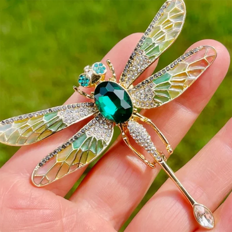 

DRAGONFLY BROOCH PIN Moving Wings Dragonfly Brooches with Rhinestones - Crystal Rhinestone Animal Lapel Pin Jewelry & Accessorie