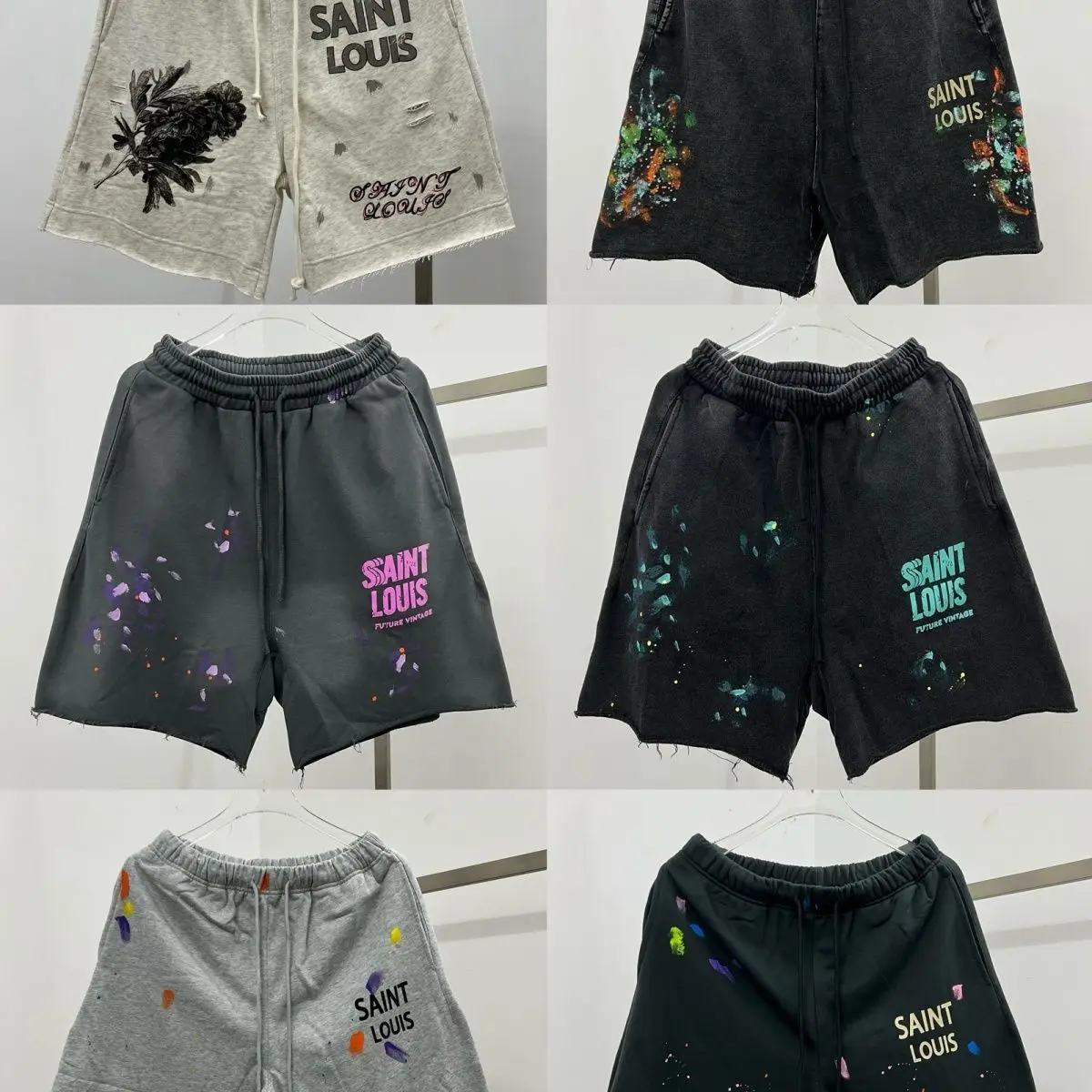 2024FW Summer SAINT LOUIS Washed, Worn Out, Spicy Ink Graffiti, Water Diamond Shorts, Men's and Women's Curled Casual Shorts
2024FW Summer SAINT LOUIS Washed, Worn Out, Spicy Ink Graffiti, Water Diamond Shorts, Men's and Women's Curled Casual Shorts