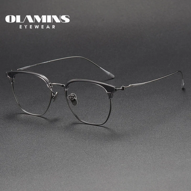 

OLAMINS​ High Quality Customized Rectangle Rimless Titanium Optical Frame Glasses Eyewear Eyeglasses For Business 80898