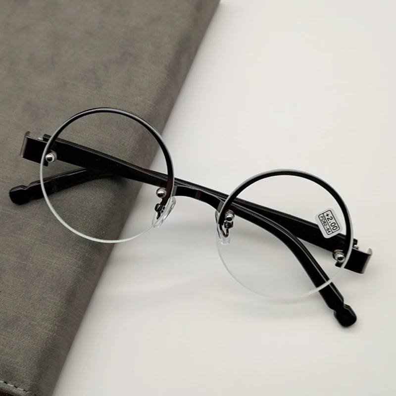 Men's HD Lens Reading Glasses Fashion Round Crystal Frame Presbyopia Glasses Eyeglasses Retro Anti Fatigue Prescription Eyewear 14 Mallzona S48349d7e3899484bb5361665b37924ceS Men's HD Lens Reading Glasses Fashion Round Crystal Frame Presbyopia Glasses Eyeglasses Retro Anti Fatigue Prescription Eyewear Mallzona