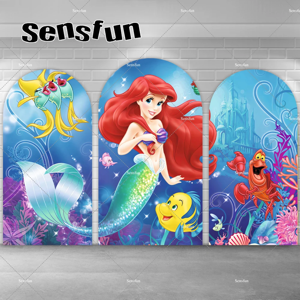 

Disney Little Mermaid Princess Ariel Chiara Arch Backdrop Cover Under Thea Sea Girls Birthday Party Baby Shower Backgrounds