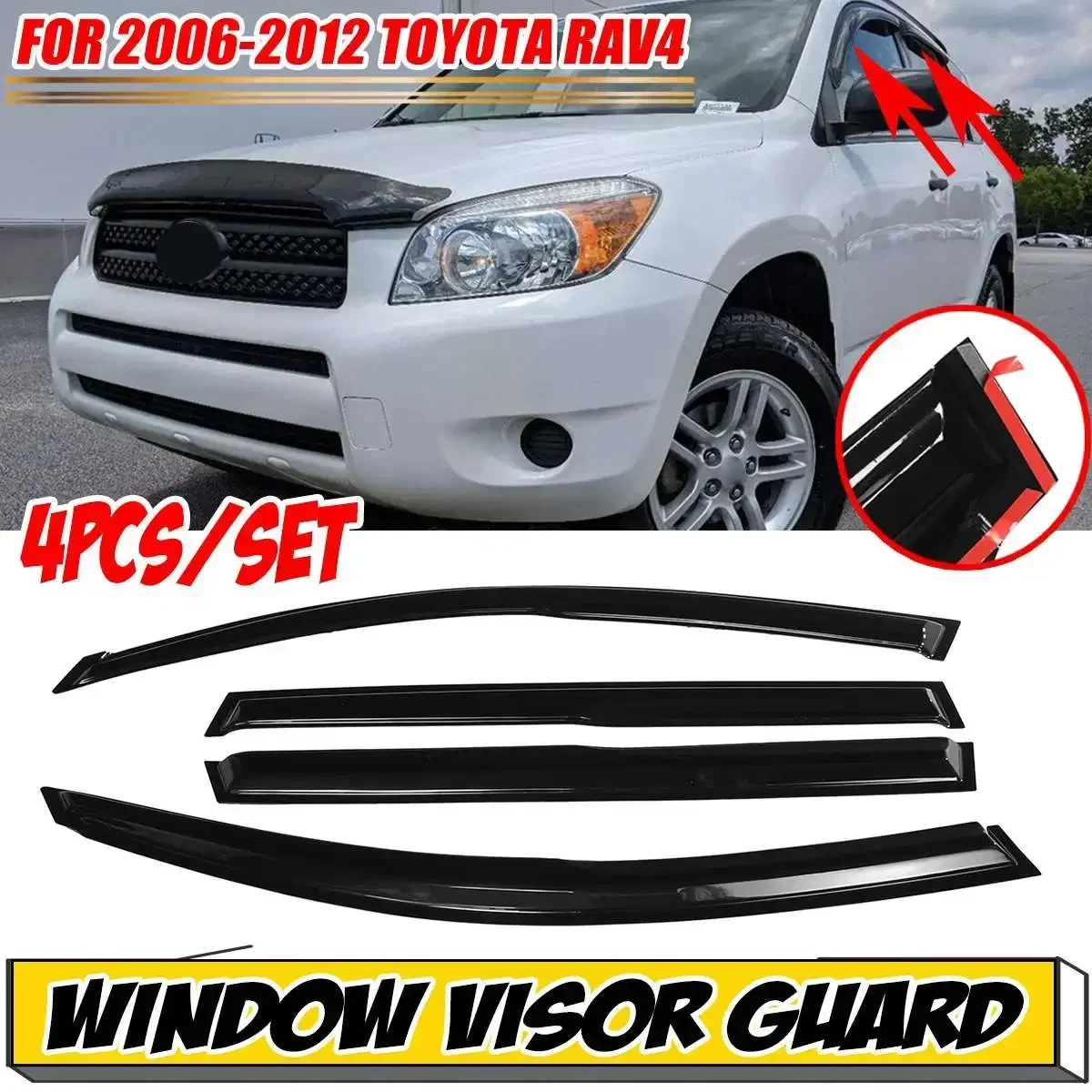 4 шт., черный автомобильный козырек для боковых окон, защита от дождя на вентиляционное отверстие, козырек для двери, обшивка для Toyota для RAV4 2006-2020, укрытия для навеса 
4 шт., черный автомобильный козырек для боковых окон, защита от дождя на вентиляционное отверстие, козырек для двери, обшивка для Toyota для RAV4 2006-2020, укрытия для навеса
