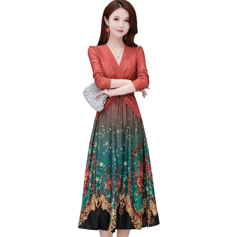 Temperament Printed Long-sleeved Dress In Spring And Autumn Of 2024, The New Noble And Elegant Female Slim Over-the-knee Skirt.
Temperament Printed Long-sleeved Dress In Spring And Autumn Of 2024, The New Noble And Elegant Female Slim Over-the-knee Skirt.