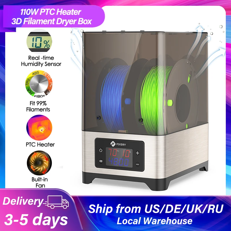 

3D Printing Filament Dryer Storage Box with Fan 110W PTC Heater Constant Temperature Humidity Sensor Keeping Filament Dry