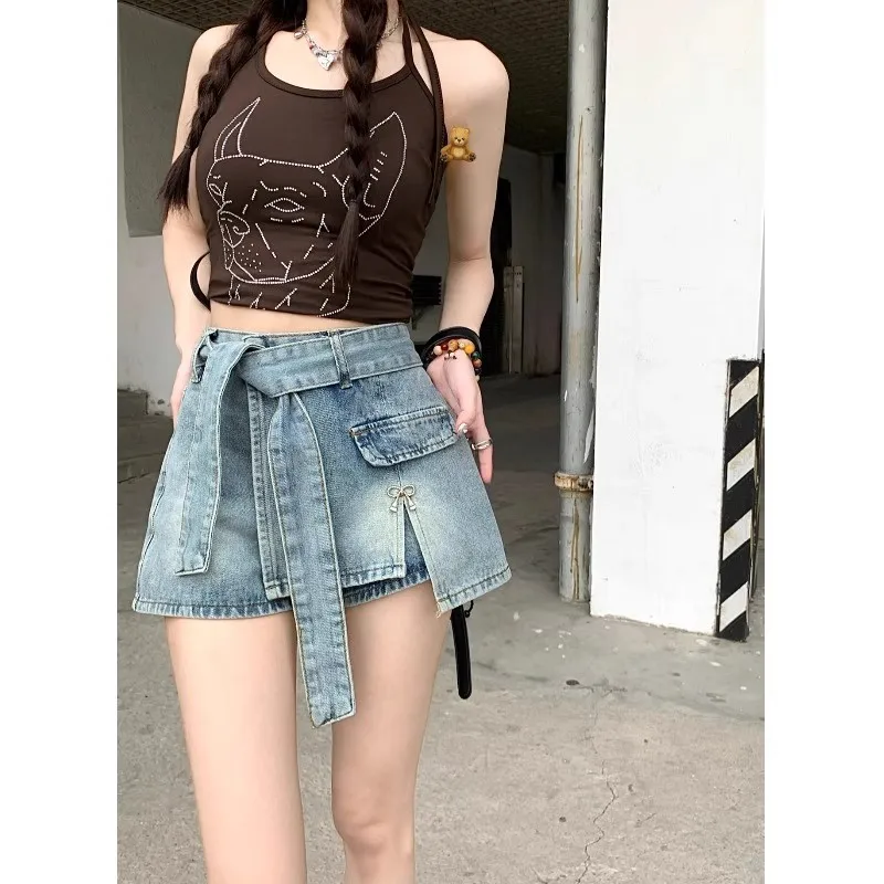 Tie At The Waist Denim Skirt Streetwear Woman 2023 Summer New Casual Washed Anti-Exposure Jean Skirt
Tie At The Waist Denim Skirt Streetwear Woman 2023 Summer New Casual Washed Anti-Exposure Jean Skirt