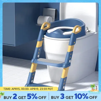유아용 접이식 변기 시트, 조절 가능한 스텝 스툴 사다리, 아기 유아용 안전 변기 의자, 소변기 등받이 훈련 의자 상품 이미지