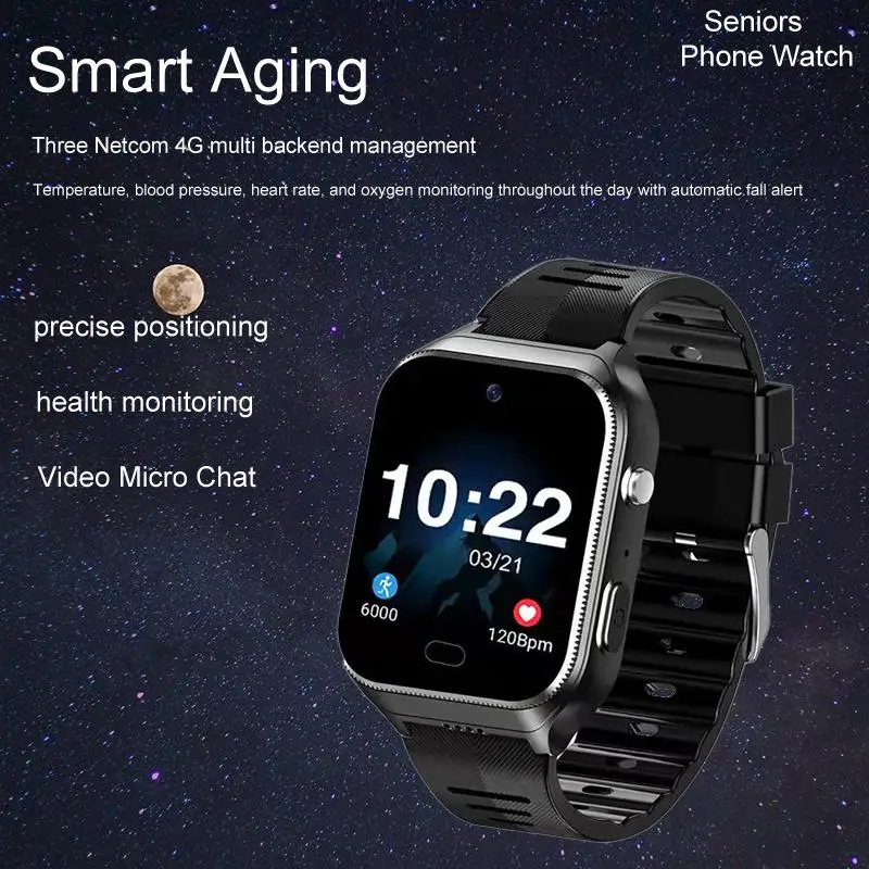 

4G Smart Phone Watch for the Elderly Elderly Anti-walking Lost Fall Blood Pressure Heart Rate Body Temperature Detection GPS Pos