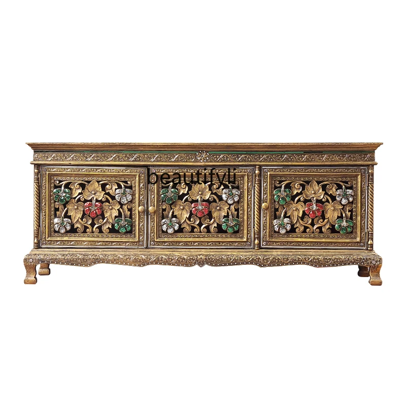 Living Room Solid Wood TV Cabinet Thai Style Small Apartment Floor Cabinet
Living Room Solid Wood TV Cabinet Thai Style Small Apartment Floor Cabinet