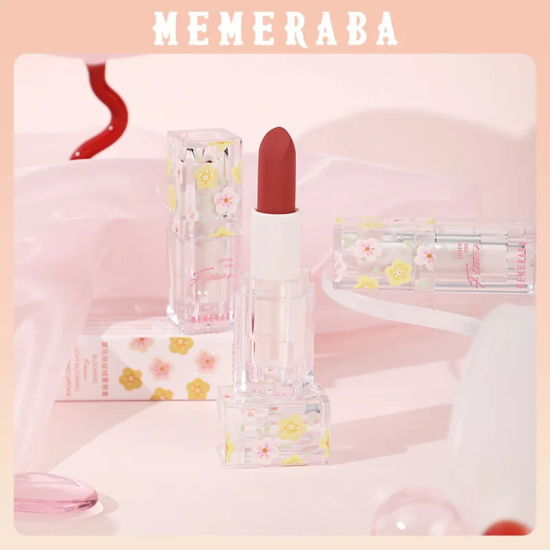 

MEMERABA Blossom Light Blossom Velvet Mist Lipstick Soft Mist Matte Oolong Milk Apricot Lipstick