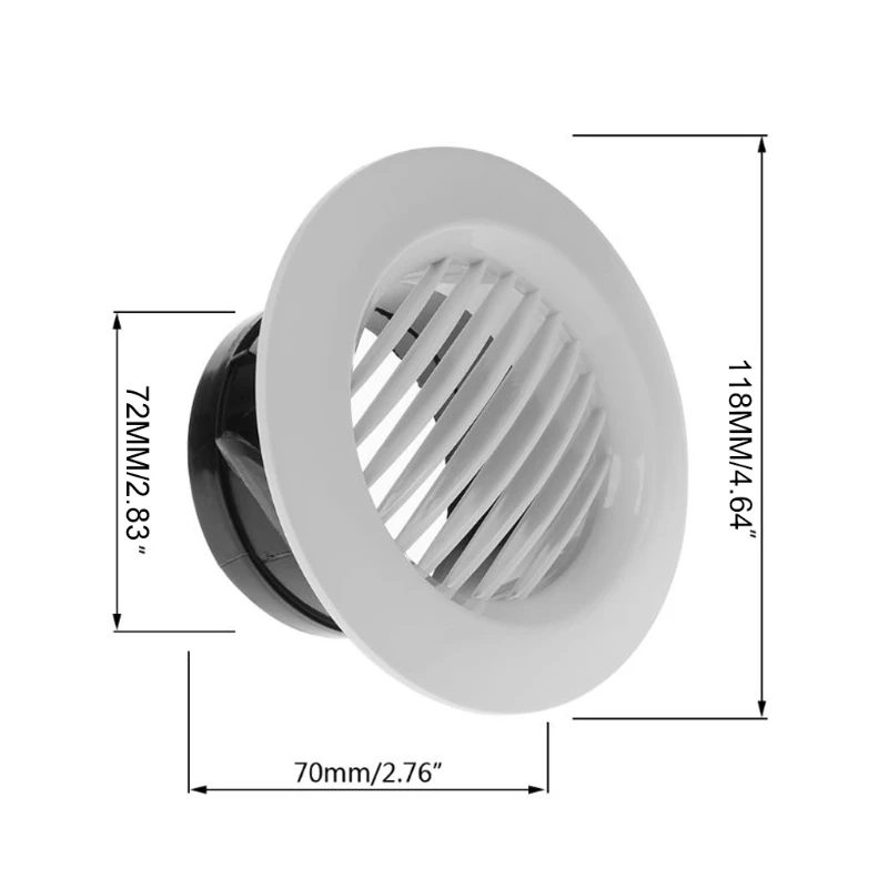 

Y1UB ABS Air Vent Extract Grille Round Diffuser Ducting Air Ventilation Cover Air Volume Kitchen Bath Outlet 100mm