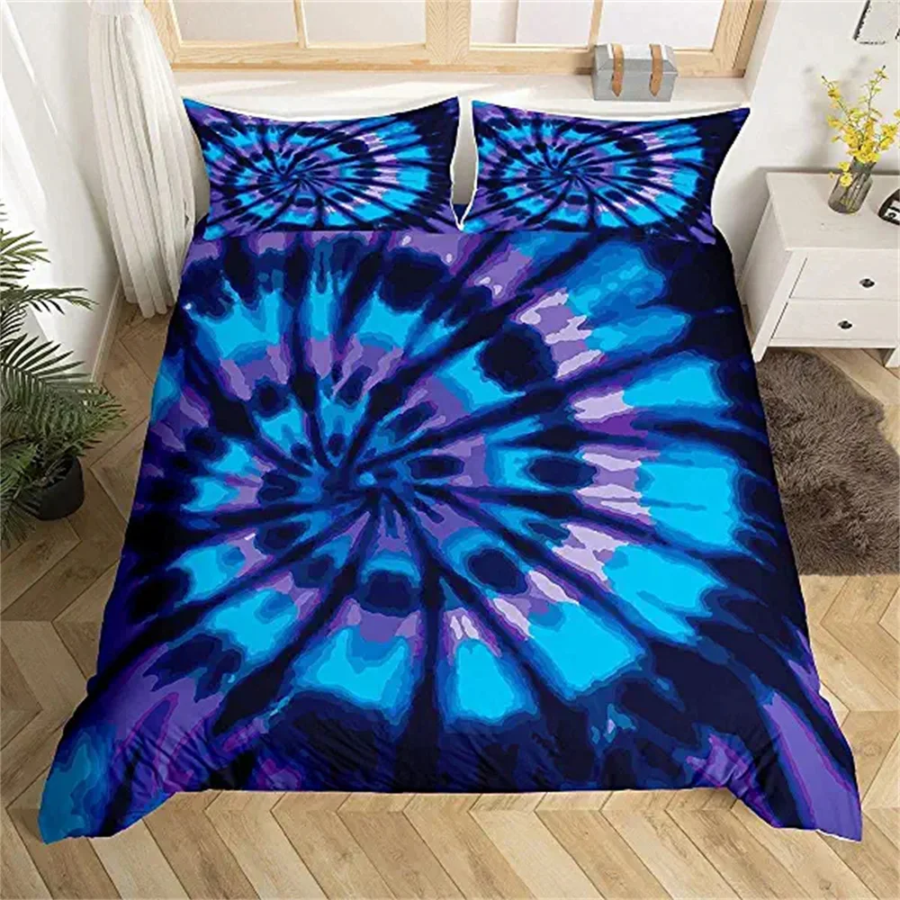 

Tie Dye Duvet Cover Hippie Spiral Bedding Set Ethnic Boho Duvet Cover Swirl Tie Dye Pattern Bed Bohemian Hippie Bedding Decor