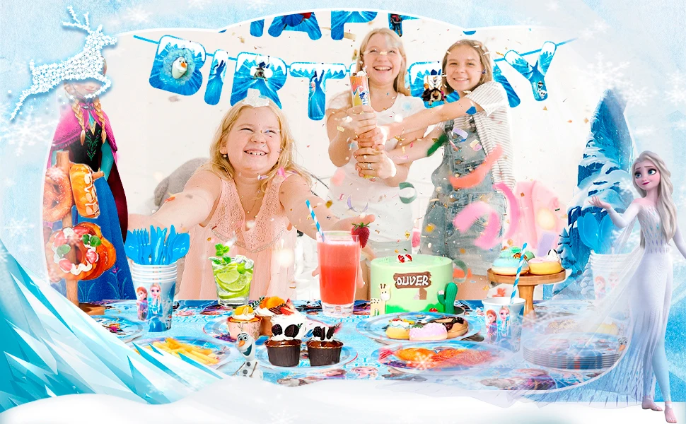 Elsa Birthday Party Supplies, 144pcs Frozen Party Decorations&Tableware-Plates Napkins Banner etc Frozen Birthday Party Supplies Elsa Birthday Party Supplies, 144pcs Frozen Party Decorations&Tableware-Plates Napkins Banner etc Frozen Birthday Party Supplies