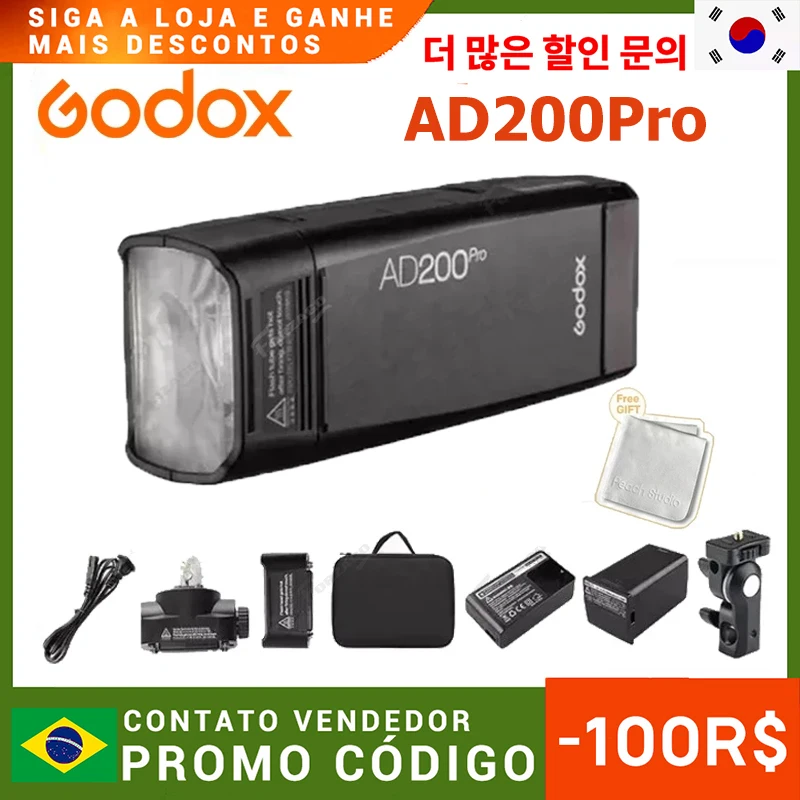 Карманная вспышка Godox AD200Pro TTL для камеры светодиодная с триггером Xpro Canon Nikon Camera s