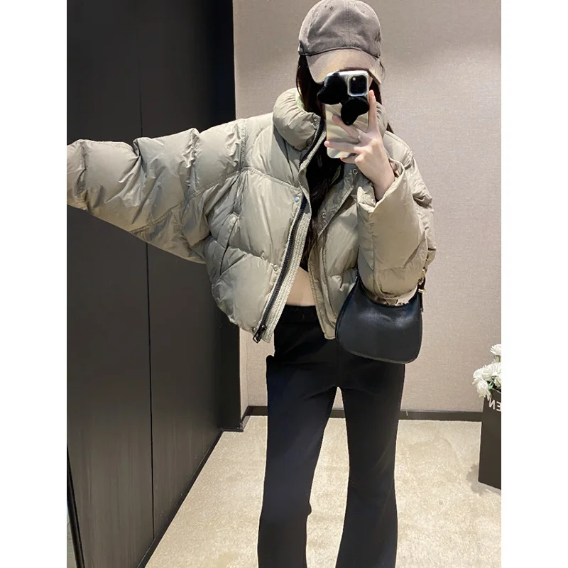 

Down Jacket Female White Duck Down Short Section Loose Lazy Wind Winter Thickened Jacket Stand-up Collar Fashion Warmth