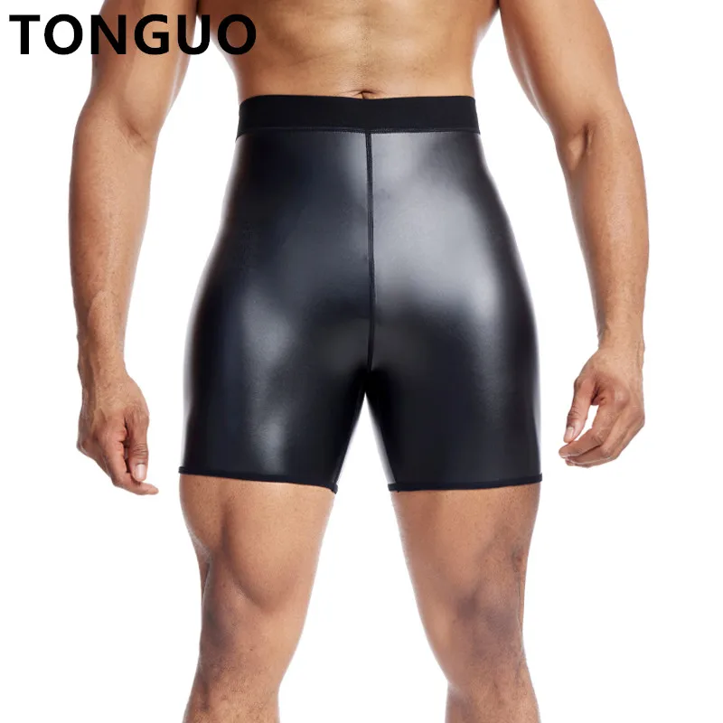 

Мужские облегающие кожаные брюки, утягивающие штаны для тренировки талии, эластичные леггинсы с широкой высокой талией, компрессионное нижнее белье, шорты для фитнеса 3pts