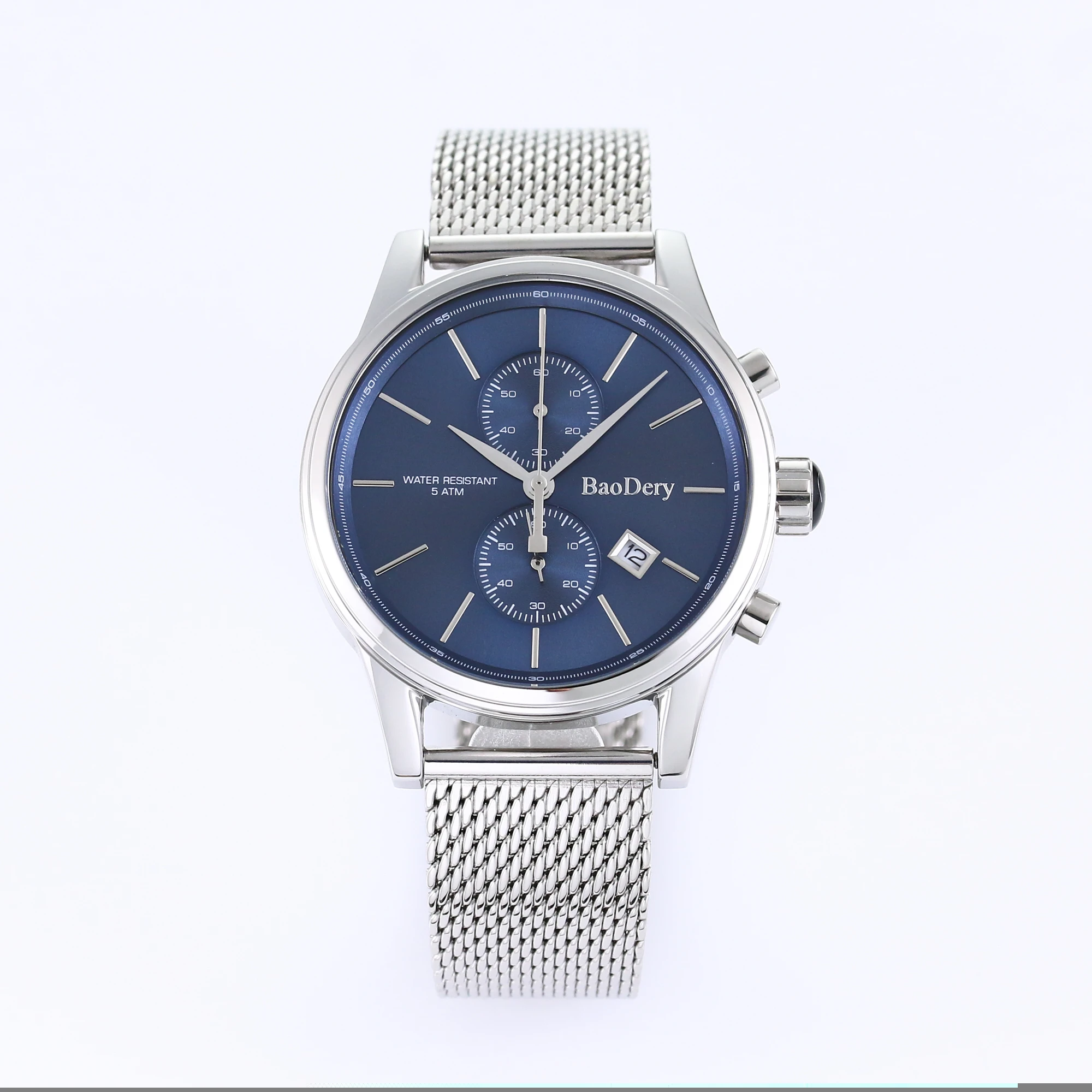 

42mm coffee and blue men's watch with calendar and waterproof function